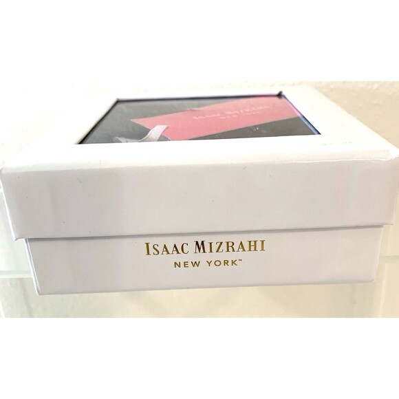 ISAAC MIZRAHI Silver 2D Jeweled Flower Compact Mirror New in Box - Picture 2 of 7